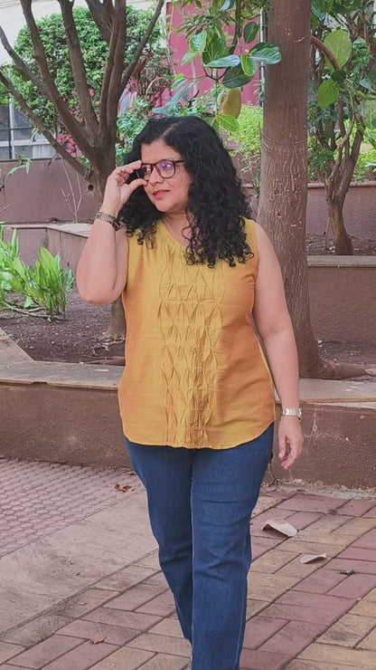 Semi Raw Silk Hand Crafted Short Top