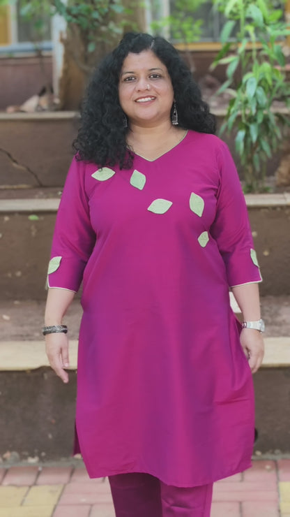 Semi Raw Silk Hand Crafted Straight kurti