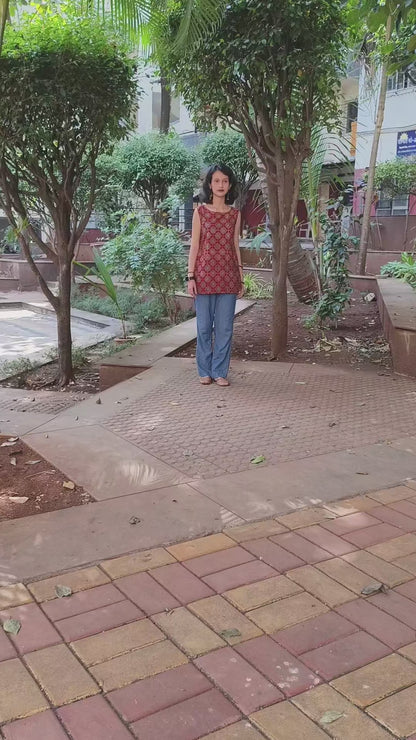 Pure Cotton Hand Block Short Top