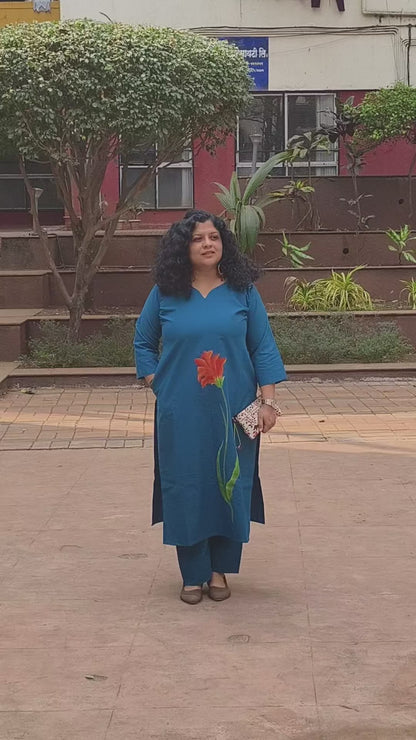 Pure Cotton Hand Painted Straight Kurti